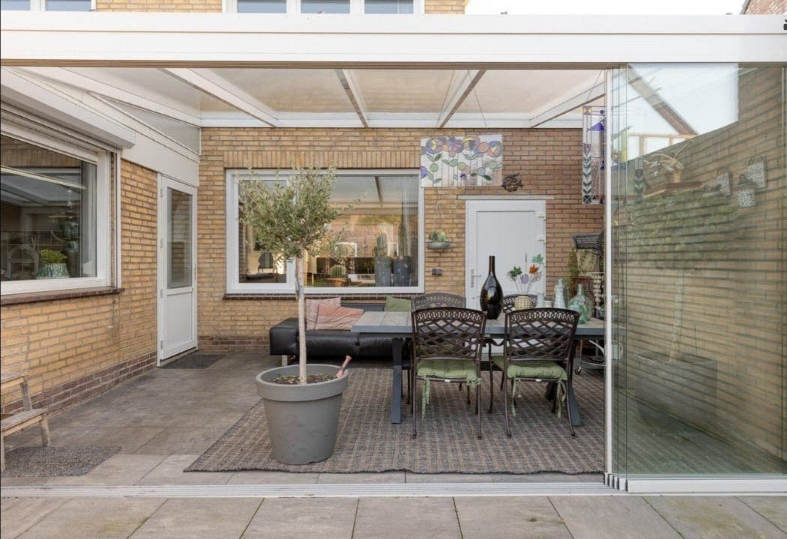 Overkapping met glazen wanden en verlichting, Ophalen, Gebruikt, Veranda