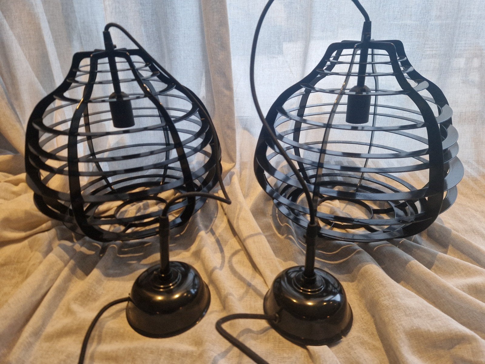2 HK Living Lab lampen XL - zwart metaal, Industrieel, Modern, Zo goed als nieuw, Metaal, E27 (groot)