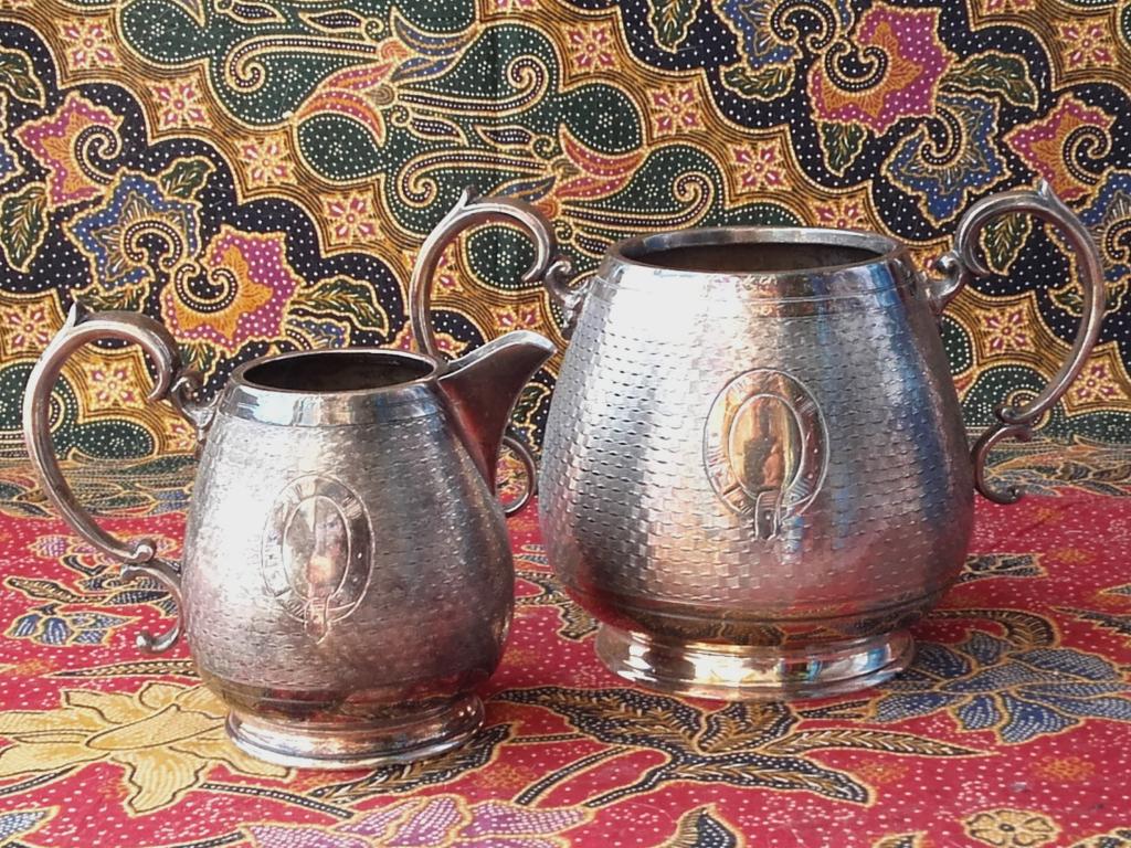 Mooi antiek silverplate suiker en roomstel uit Engeland 1900