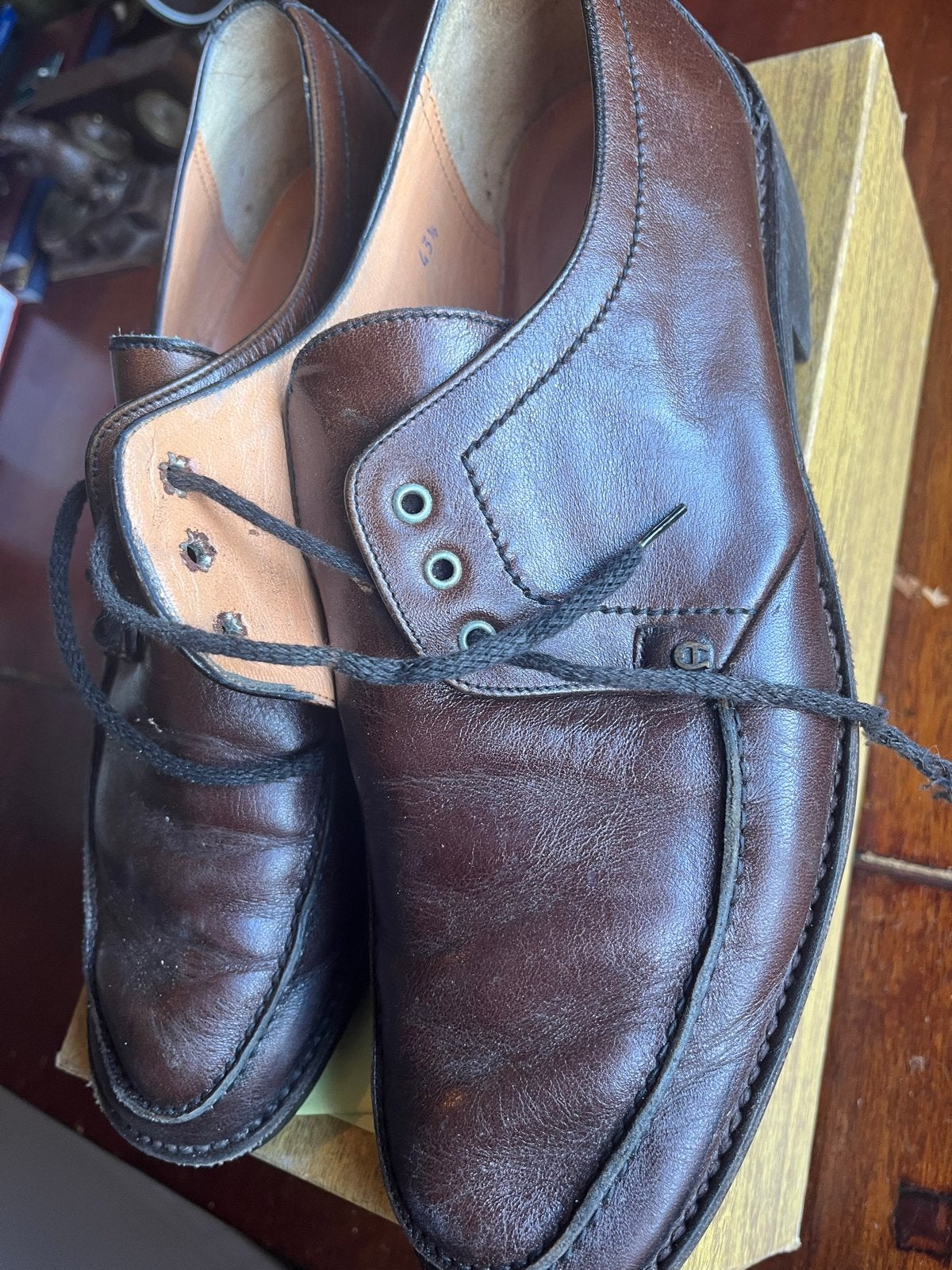 Tiger Nette Schoenen Bruin Leer Maat 43.5, Bruin, Ophalen of Verzenden, Zo goed als nieuw, Veterschoenen