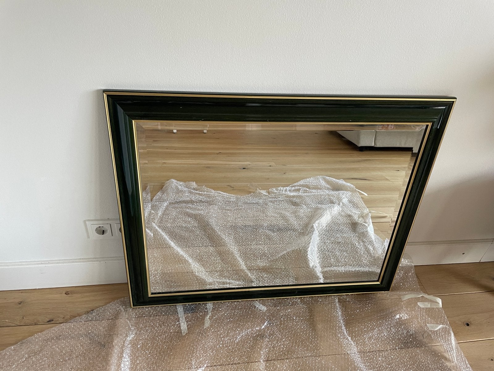 Vintage Doberal Zelhem Spiegel - Diepgroen met Goud, Ophalen, Gebruikt, 75 tot 100 cm, Minder dan 100 cm