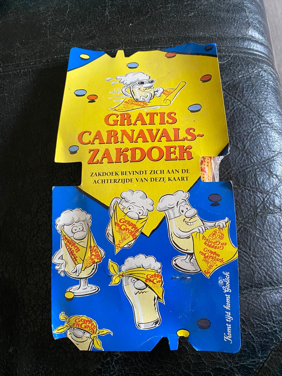 Grolsch Carnavals Zakdoek. Nog nieuw in de  verpakking. 1990, Verzamelen, Biermerken, Ophalen of Verzenden, Nieuw, Kleding, Grolsch