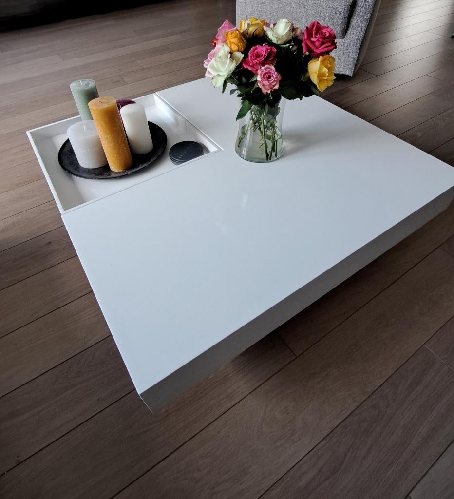 Witte moderne salontafel, Ophalen, Gebruikt, 50 tot 100 cm, Vierkant