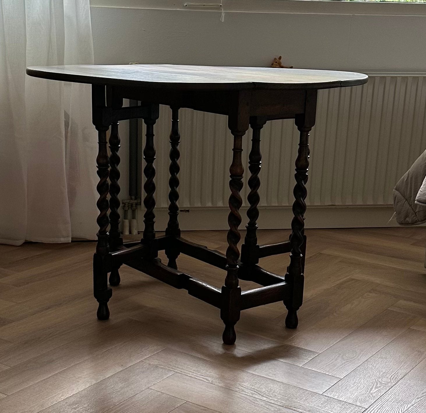 Engelse gateleg hangoor eettafel eiken barley twist, Ophalen