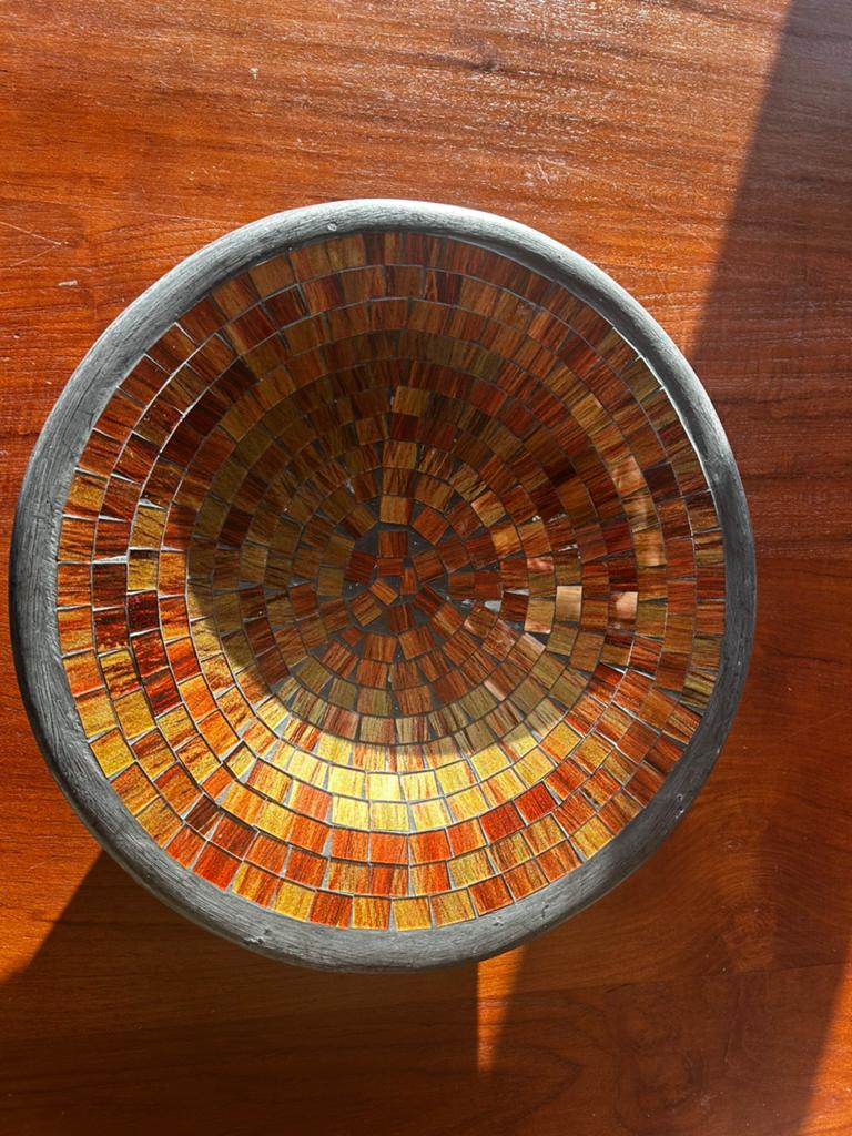 Decoratieve mozaïek schaal - bruin/Goud, Antiek en Kunst, Kunst | Designobjecten, Ophalen