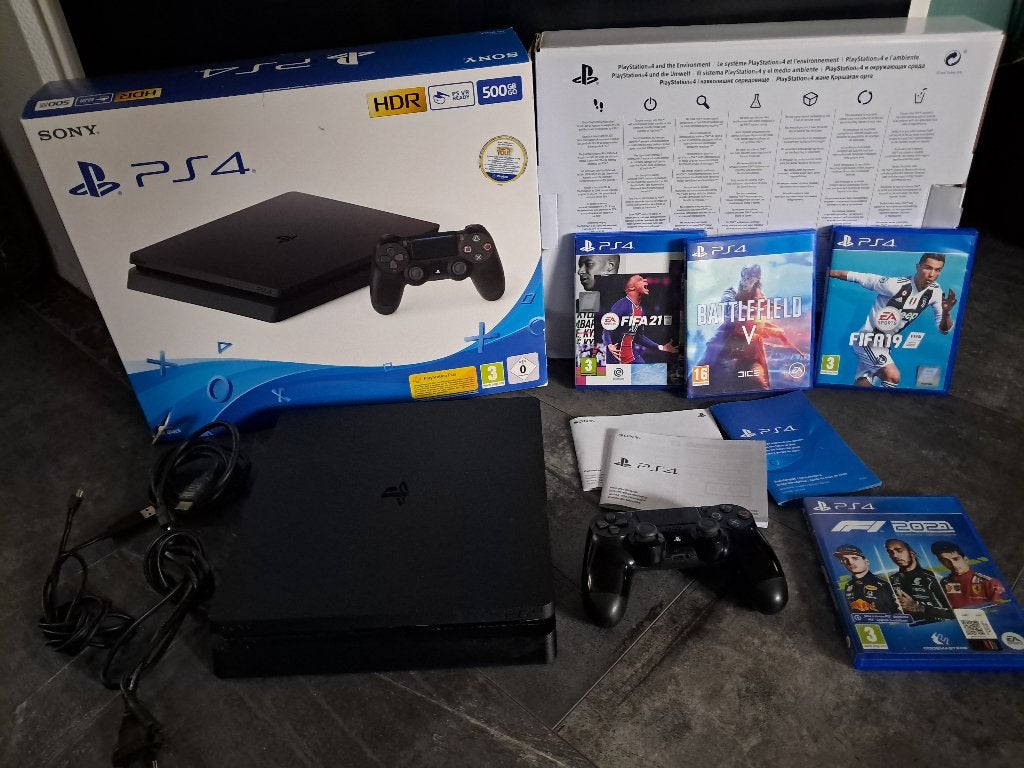 PS4 Slim 500gb als Nieuw! met doos, controller & games!, Spelcomputers en Games, 500 GB, Ophalen of Verzenden, Zo goed als nieuw