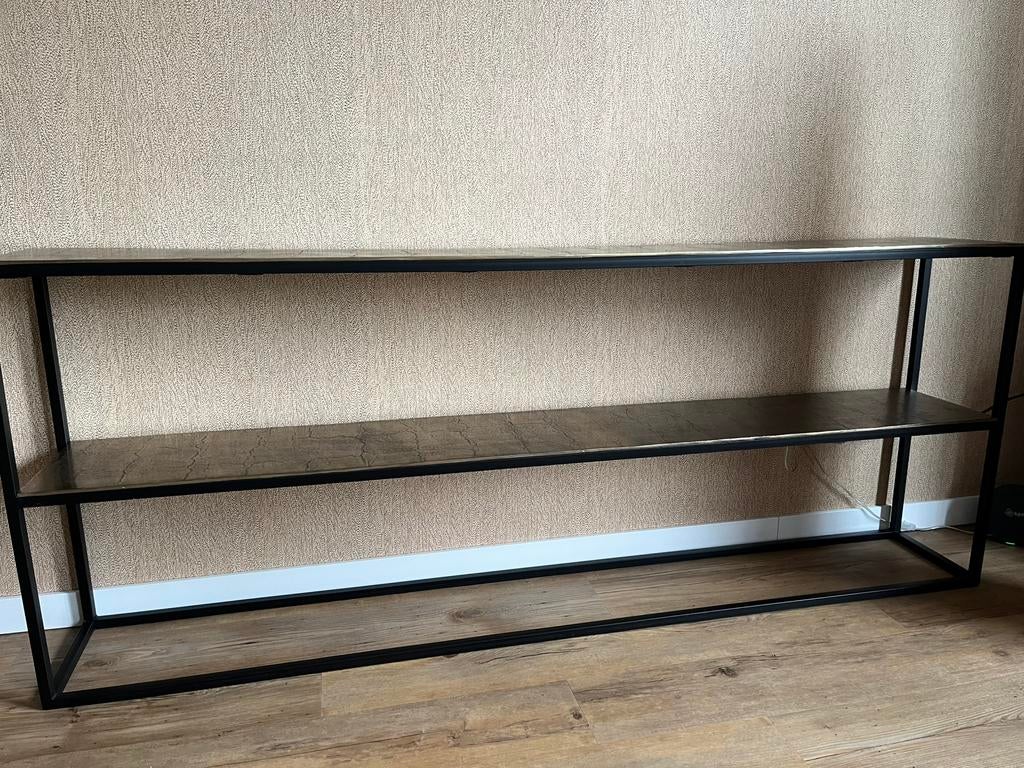 PTMD sitetable Kae 200 cm goud zwart, Ophalen, Rond, Zo goed als nieuw, Metaal
