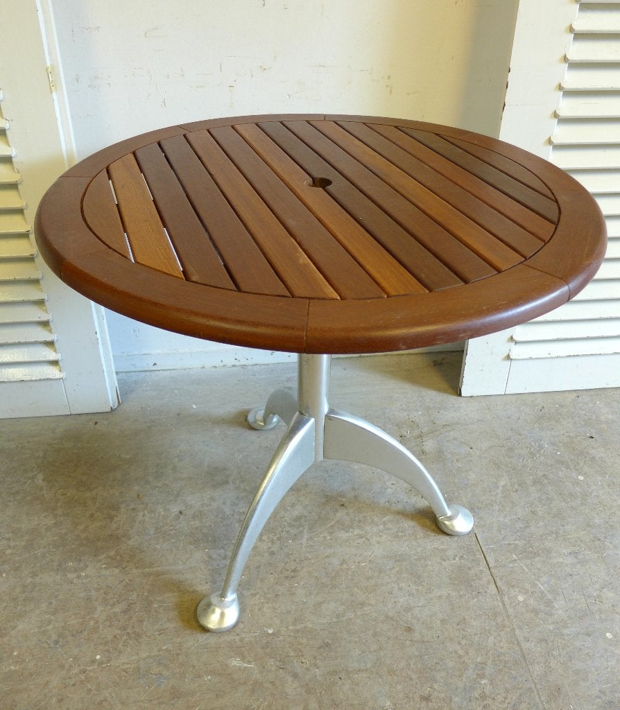 Mooi rond teakhouten  terras serre tuin tafeltje, Gebruikt, Ophalen of Verzenden, Onbekend, Onbekend