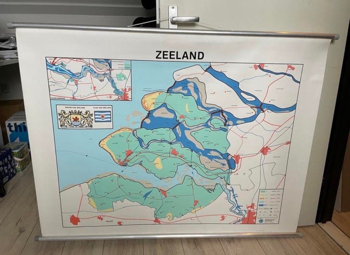 Oude schoolkaart Zeeland - Uitgeverij de Evenaar, Ophalen, Aardrijkskunde