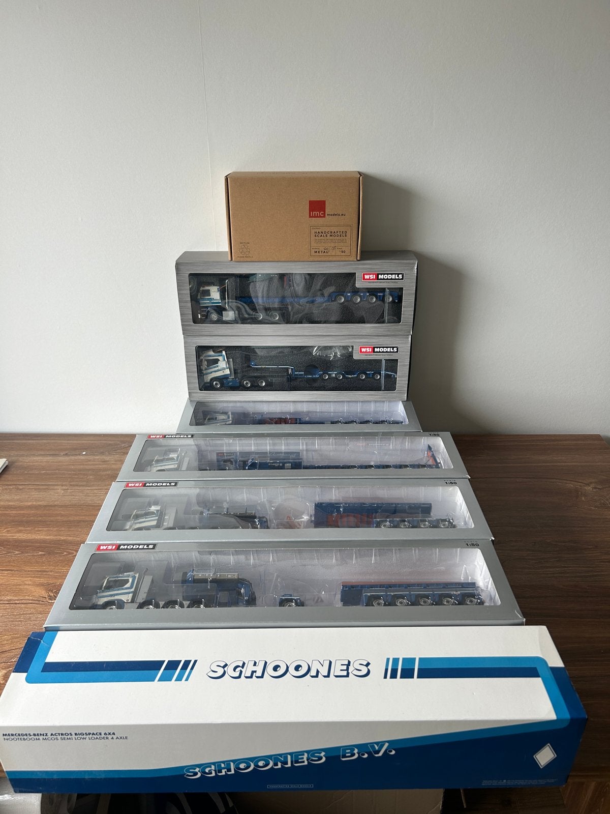 Schoones 1/50 complete set, 9 stuks IMC, WSI, Tekno, Ophalen of Verzenden, Nieuw, Bus of Vrachtwagen, Tekno
