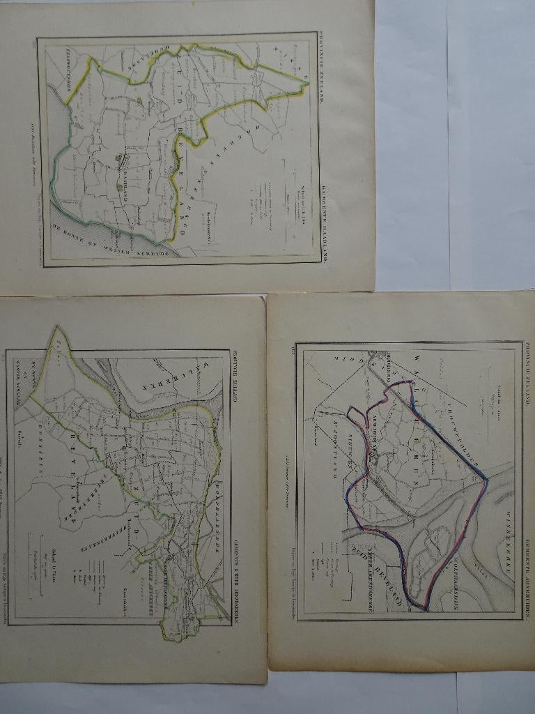 Steendruk Kuyperkaarten Z-Beveland Walcheren Zeeland 1866, Antiek en Kunst, Verzenden