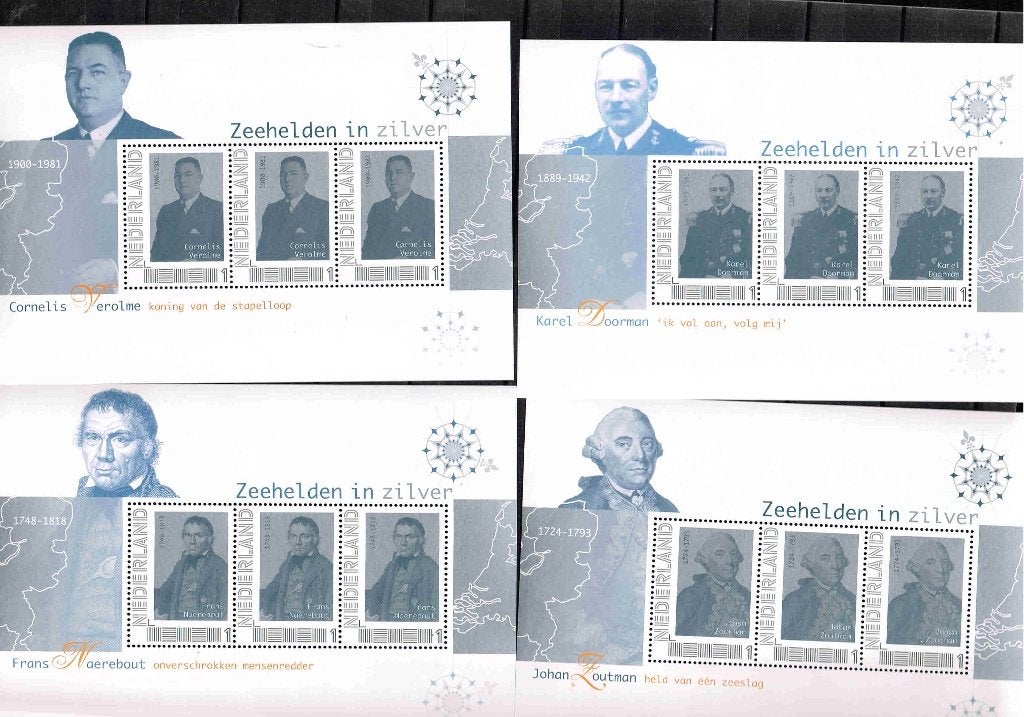 Zeehelden in zilver set 12 vel 3 persoonlijke zegels /15b2, Verzenden, Na 1940, Postfris