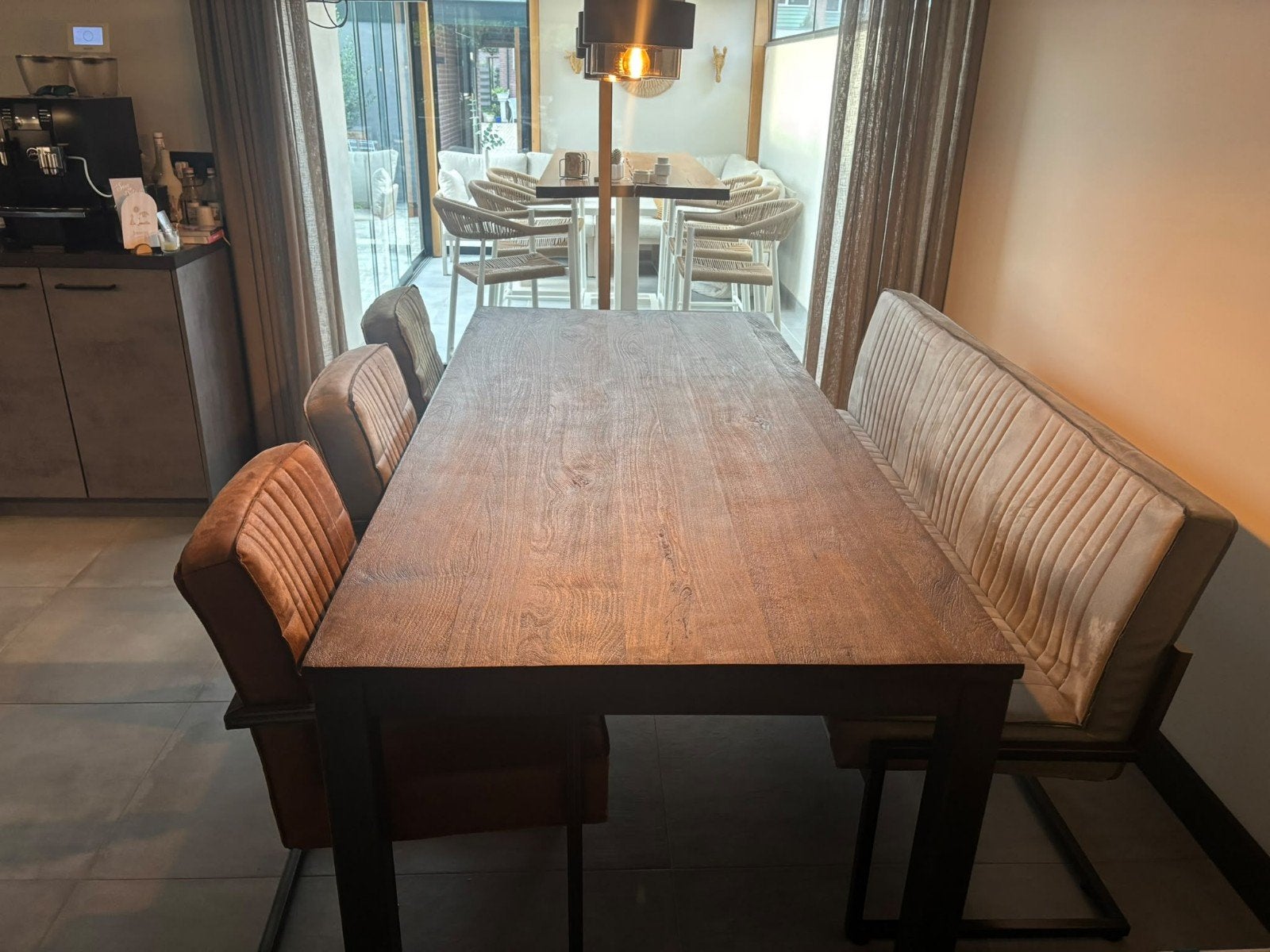 Complete Eetkamerset, Ophalen, Zo goed als nieuw, Landelijk, 4 tot 6 stoelen