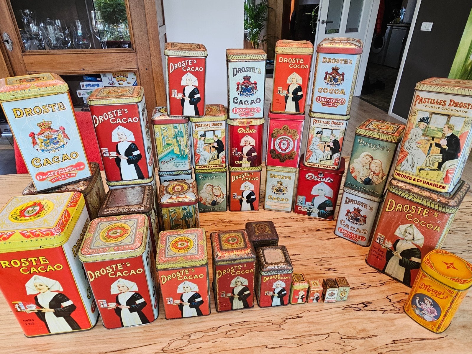 Grote collectie vintage Droste cacao blikken en meer, Verzamelen, Blikken, Ophalen of Verzenden, Gebruikt, Overige, Droste
