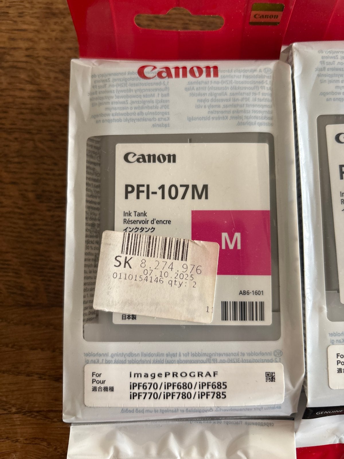 Canon PFI-107 Inktpatronen voor ImagePROGRAF printers, Ophalen of Verzenden, Nieuw, Cartridge