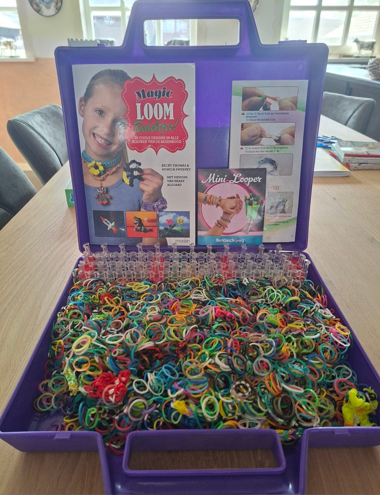 Grote koffer met loombandjes en boekjes, Gebruikt, Meerkleurig, Ophalen of Verzenden, Kunststof
