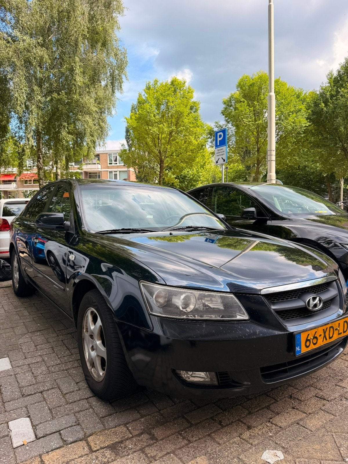 Hyundai Sonata 2.4 2007 Blauw, Auto's, Hyundai, Voorwielaandrijving, Beige, 4 cilinders, 75 €/maand
