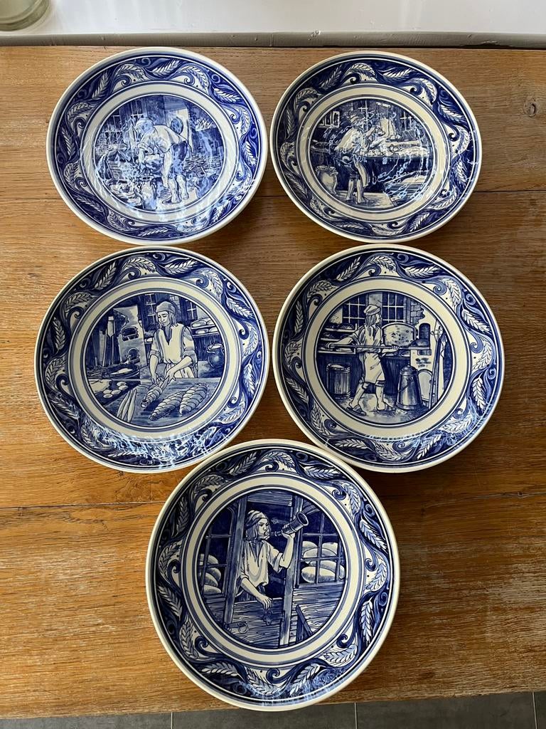 Delfts Blauw Antiek Borden Set Bakkerij, Antiek en Kunst, Antiek | Wandborden en Tegels, Ophalen of Verzenden