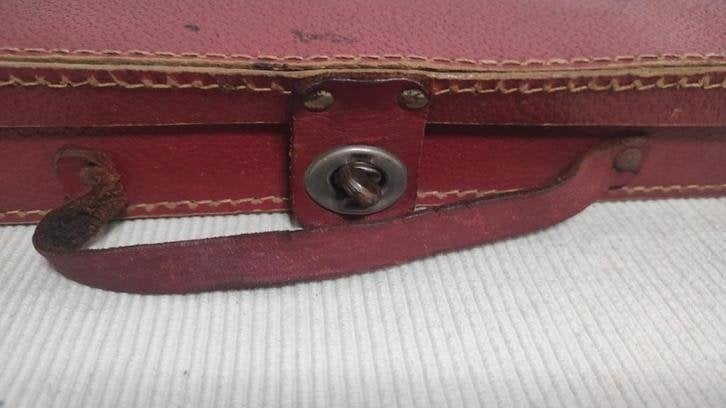 K506 VINTAGE jaren 50-60 mini koffer van geperst karton, Sieraden, Tassen en Uiterlijk, Koffers, Gebruikt, Minder dan 50 cm, Ophalen of Verzenden