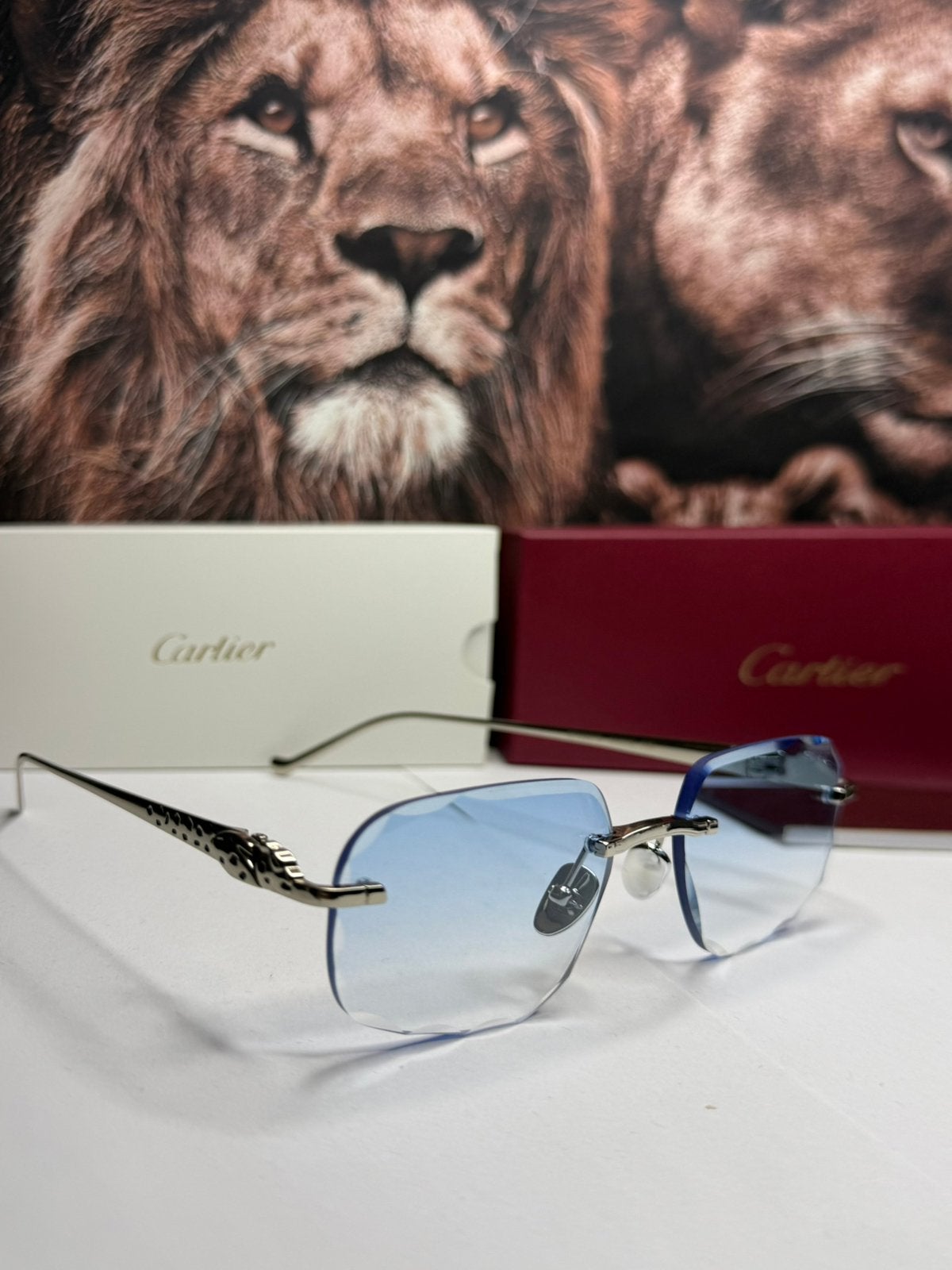 Cartier Diamond cut Panter zonnebril blue 3D, Sieraden, Tassen en Uiterlijk, Zonnebrillen en Brillen | Heren, Ophalen of Verzenden