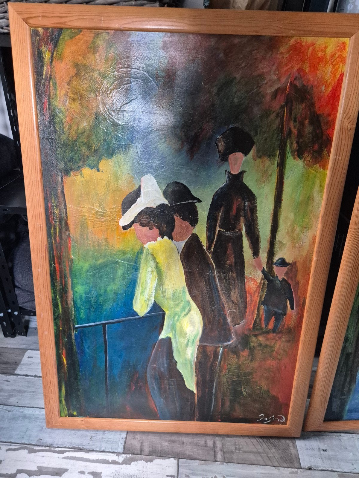 Abstract Schilderij: Figuren in Landschap, Ophalen of Verzenden