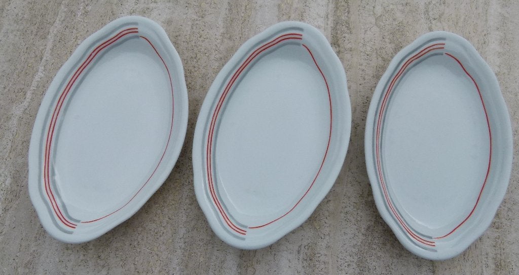 MOSA Art Deco 3 x Witte Serveer Rood en Zilver, Ophalen of Verzenden