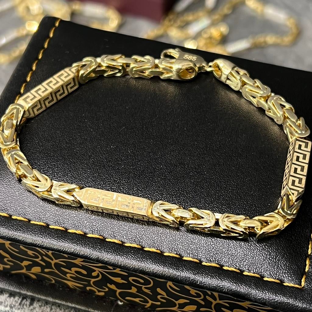 14k gouden armband koningsschakel versace model, Ophalen of Verzenden, Zo goed als nieuw, Goud