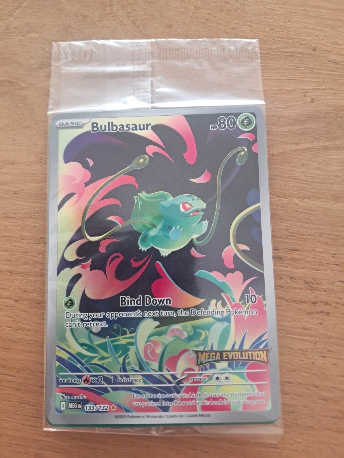 Bulbasaur mega evolution stamped promo (134/132), Ophalen of Verzenden, Zo goed als nieuw