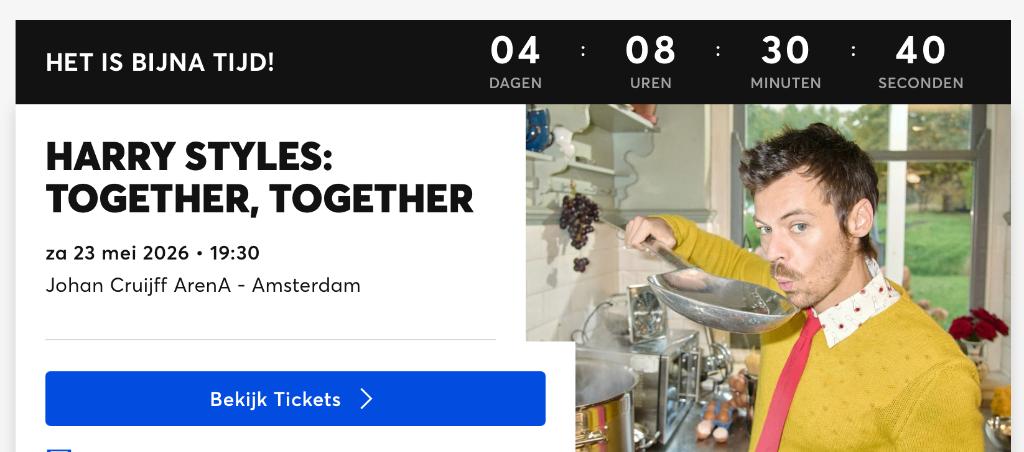 Harry Styles 2 tickets veld (Rear GA) zaterdag 23 Mei, Twee personen, Mei