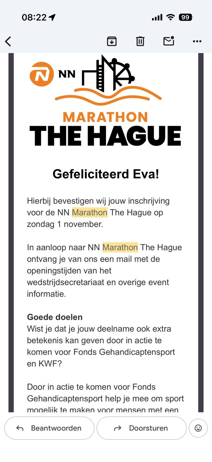 Startbewijs Marathon Den Haag 1 nov 2026 wave 2, Eén persoon, November