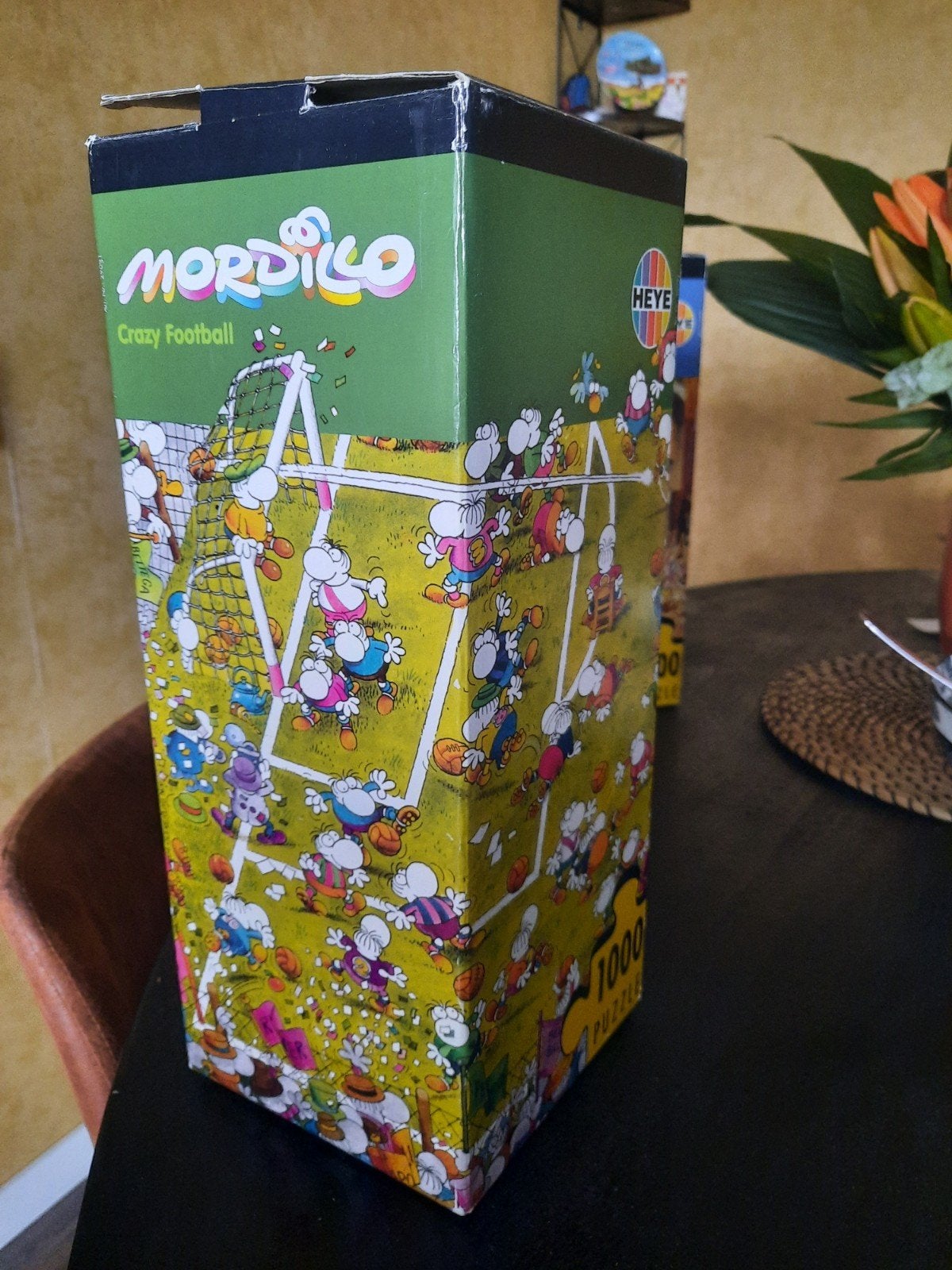 Heye puzzel Mordillo CRAZY football 1000st no.  29091, Ophalen of Verzenden, 500 t/m 1500 stukjes, Gebruikt
