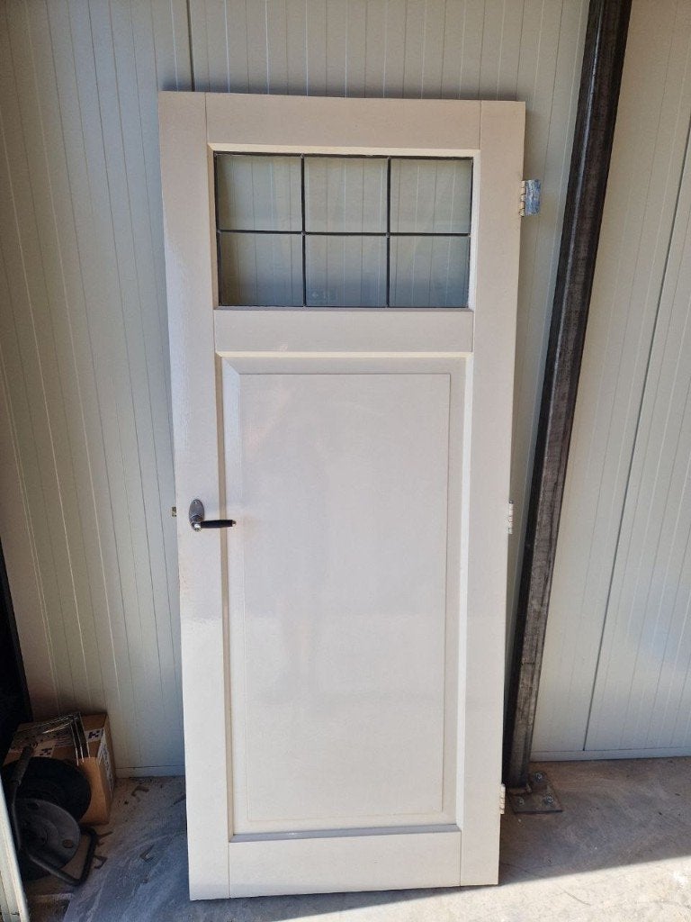 Jaren 30 Kamer en Suite Deur Glas-in-Lood, Ophalen, Gebruikt, 80 tot 100 cm, Binnendeur