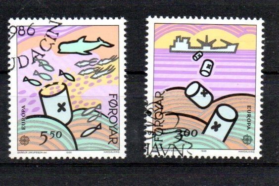 ‹(•¿•)› faroer eilanden # europa 1986, Postzegels en Munten, Ophalen of Verzenden, Overige landen, Gestempeld