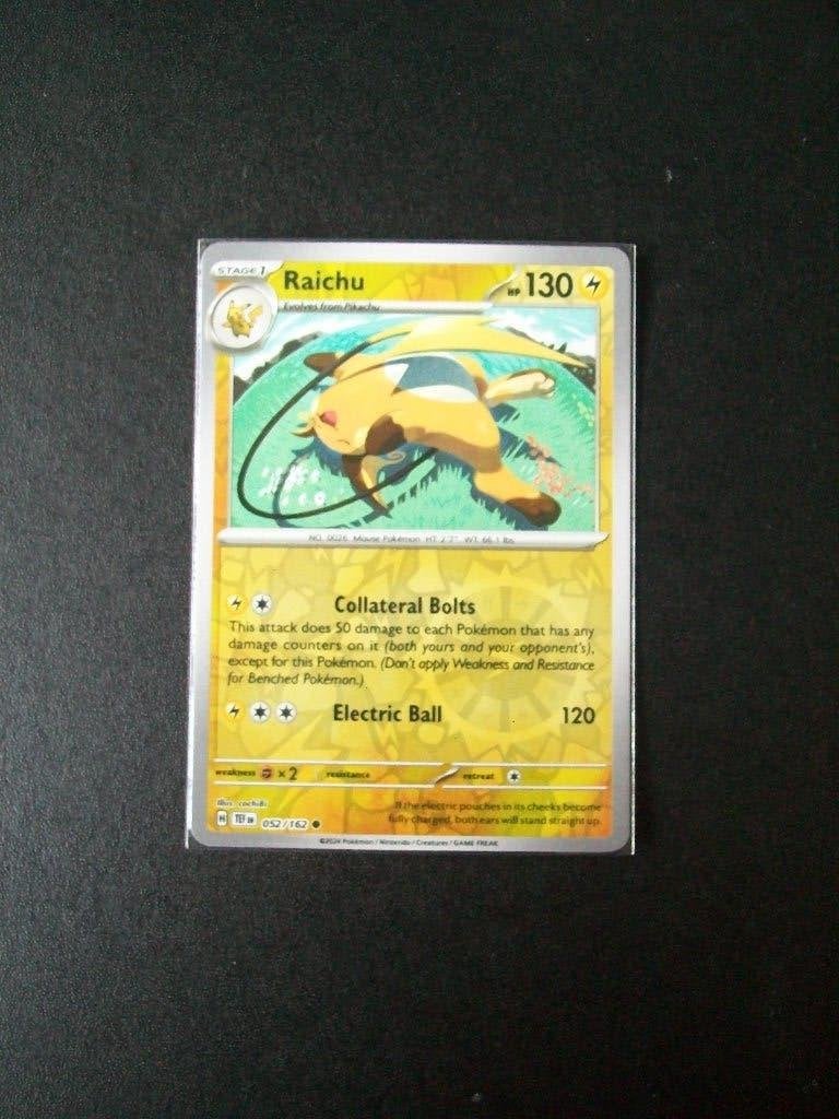 2840: nieuwe Pokemonkaart holofoil RAICHU HP 130 (052/162), Verzenden, Nieuw, Losse kaart, Foil
