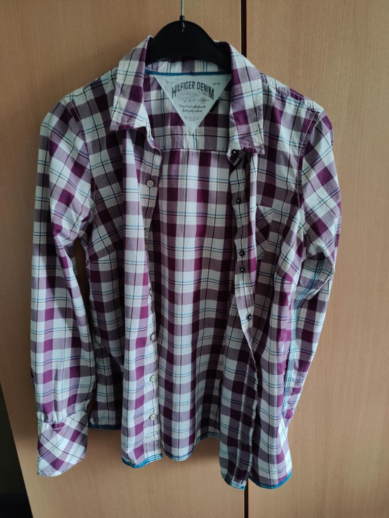 Hilfiger Denim geruit overhemd maat M, Kleding | Dames, T-shirts, Maat 38/40 (M), Hilfiger Denim, Paars, Ophalen of Verzenden