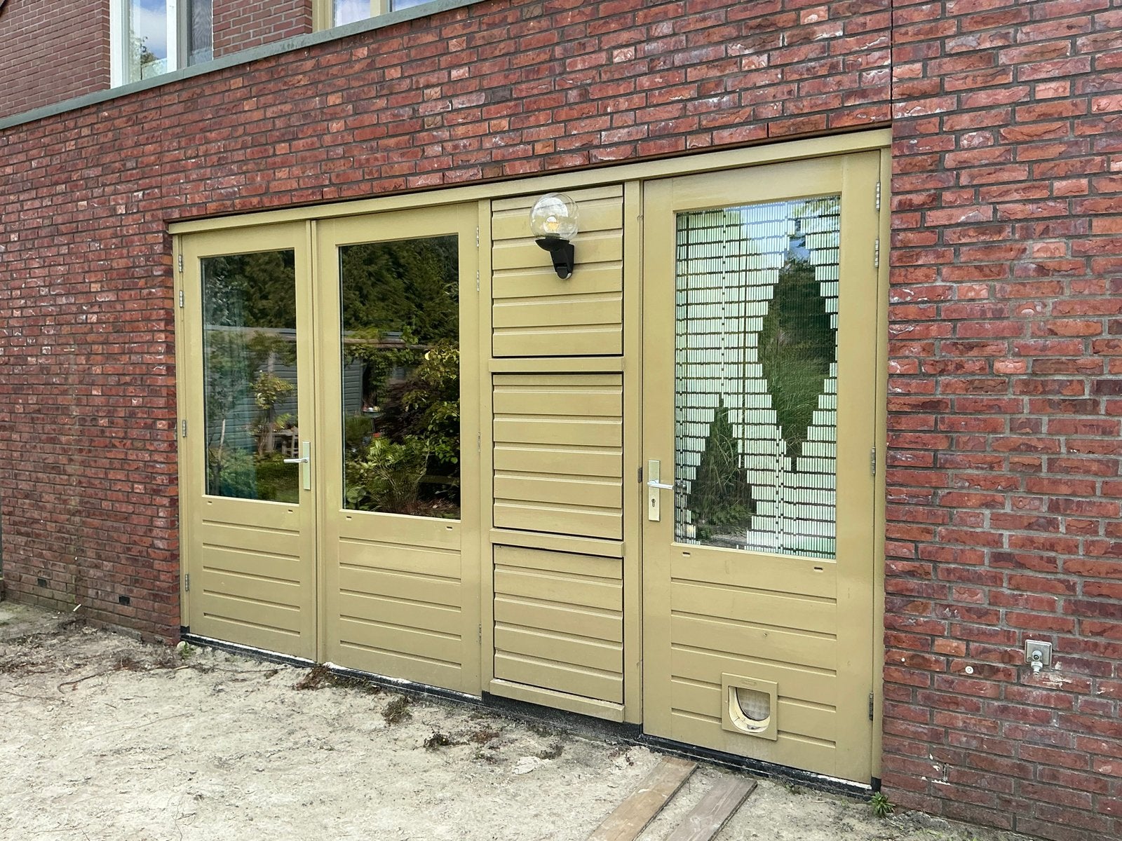 Achterdeur dubbelglas, hout, goed onderhouden, Ophalen, 80 tot 100 cm, 200 tot 215 cm, Hout