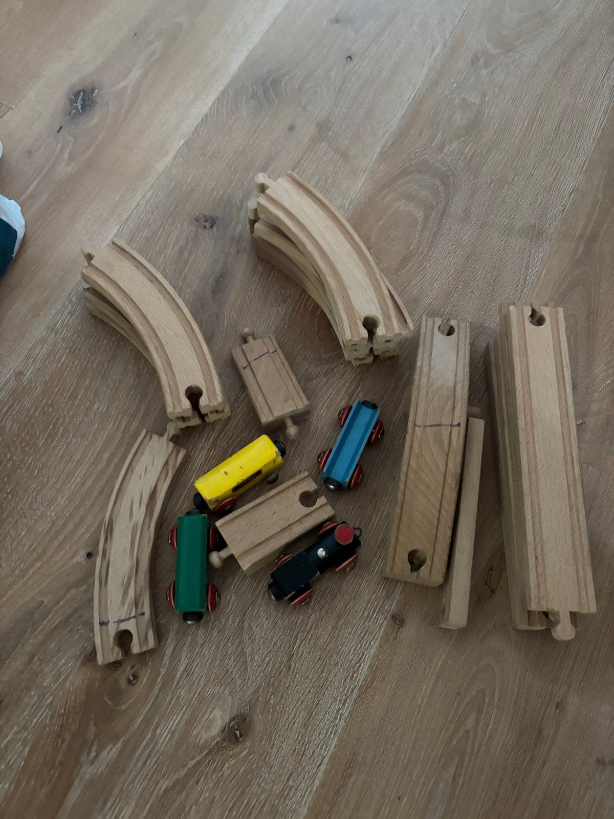 Vintage Houten Treinset met Trein en Rails, Ophalen, Gebruikt