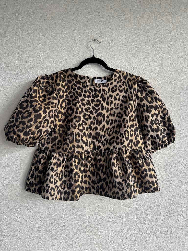 TESS V luipaard print peplum blouse top, Bruin, Tess V, Maat 42/44 (L), Ophalen of Verzenden