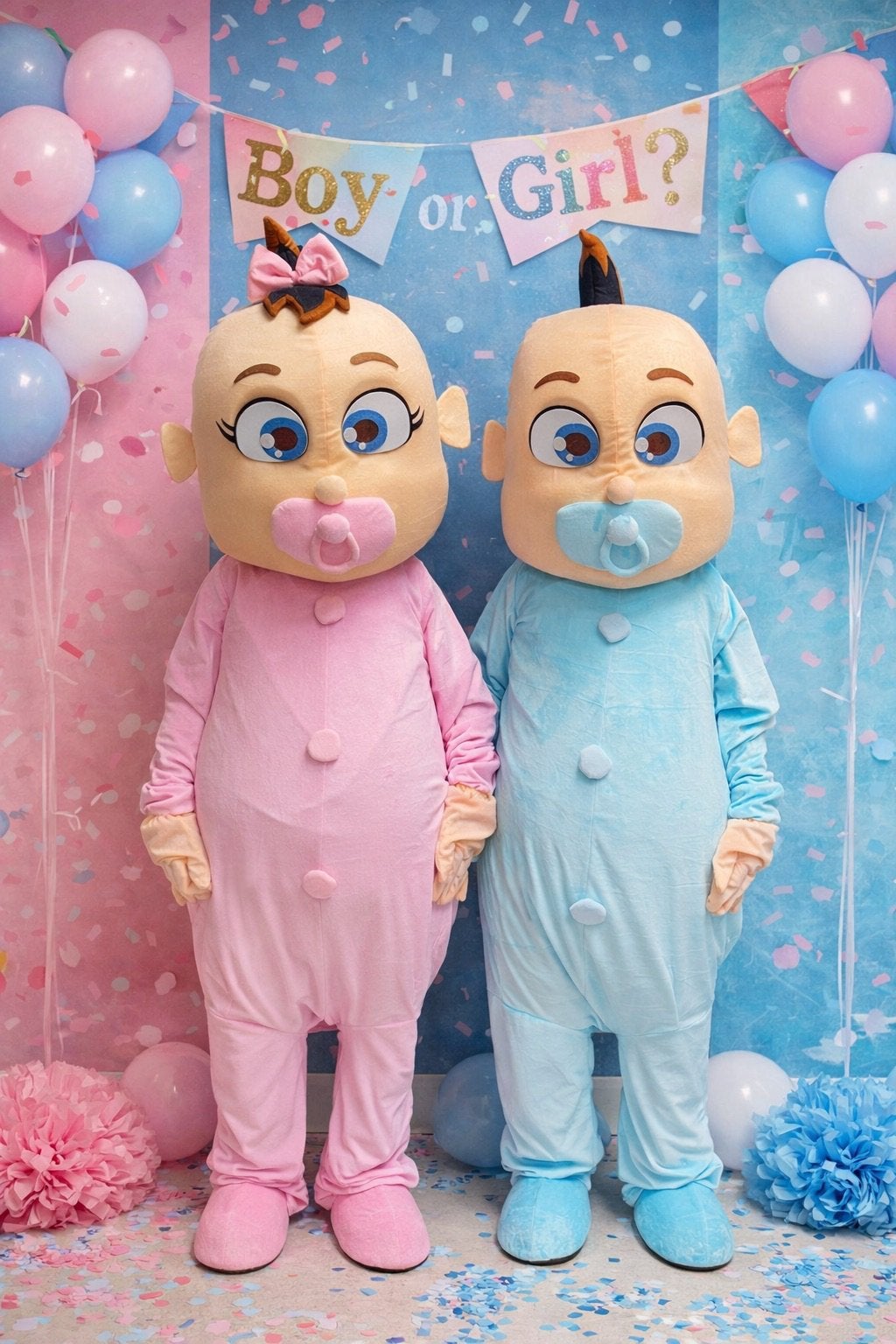 Baby pakken mascotte verhuur gender reveal, Ophalen, Gebruikt, Geboorte of Huwelijk