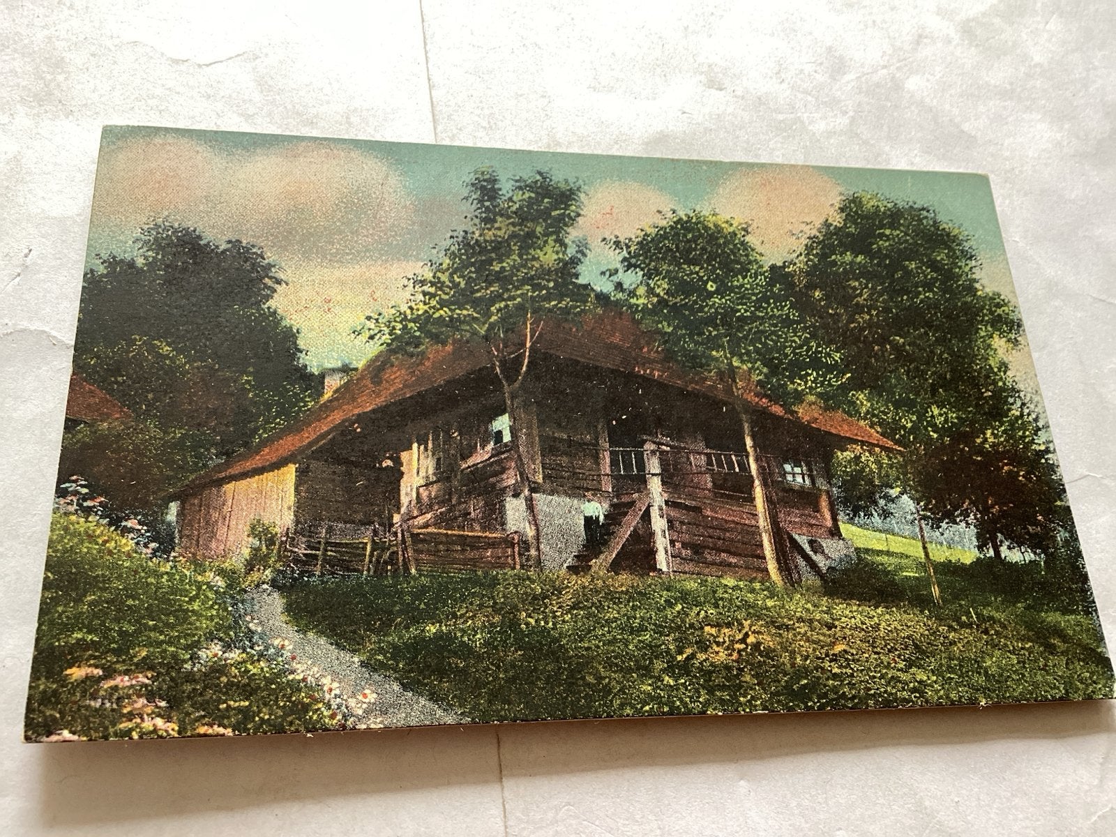 Oude Ansichtkaart: Houten Huisje in de Natuur (KAHREL'S THEE, Verzamelen, Ophalen of Verzenden, Voor 1920, Ongelopen