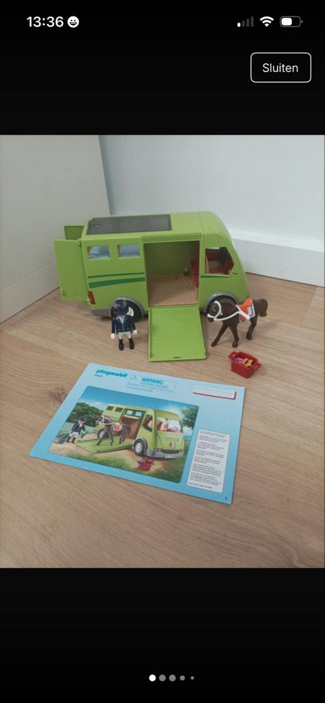 Playmobil Paardentrailer met paard en ruiter, Ophalen of Verzenden, Gebruikt, Complete set