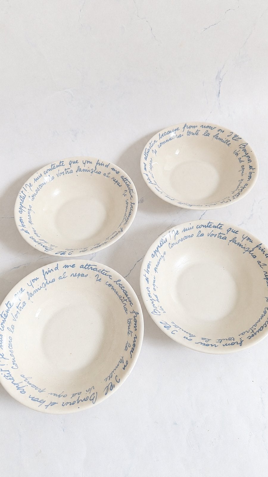 InOha collection Blue Secret 4 dessertschaaltjes, Ophalen, Porselein, Overige stijlen