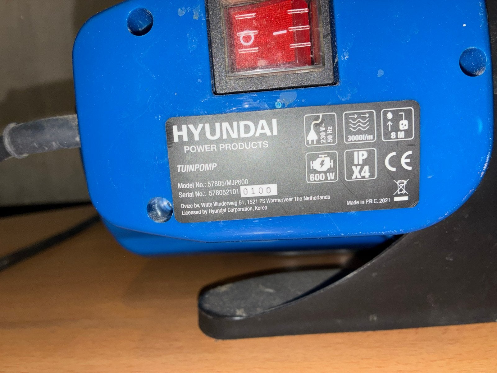 Hyundai Tuinpomp 600W - Zo goed als nieuw, Ophalen, Zo goed als nieuw, Elektrisch, Overige typen