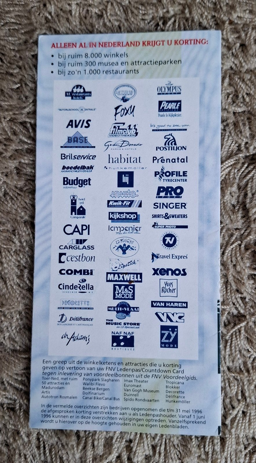 FNV Ledenpas uit 1996 - Historisch Vakbondslidmaatschap, Verzamelen, Ophalen of Verzenden, Gebruikt, Overige typen