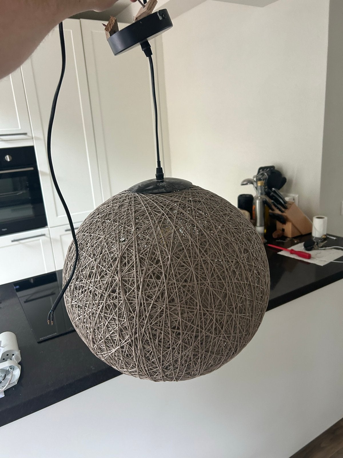Hanglamp draadbol - sfeervolle verlichting, Ophalen, Gebruikt, Textiel, E27 (groot)