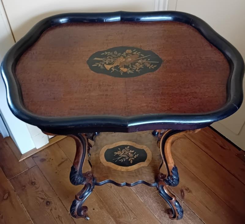 Willem III notenhouten spinpoot wijn/theetafel met inlegwerk, Antiek en Kunst, Antiek | Meubels | Tafels, Ophalen