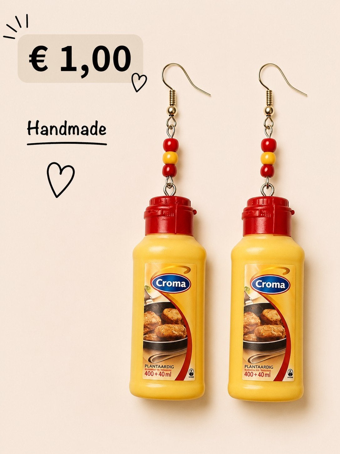 Handgemaakte Croma oorbellen – grappig & uniek, Overige materialen, Hangers, Overige kleuren, Ophalen of Verzenden