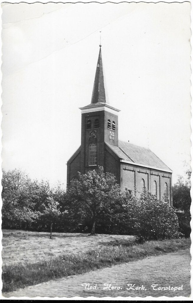 Terwispel, Ned. Herv. kerk, klok, toren, Verzenden, 1960 tot 1980, Ongelopen, Friesland