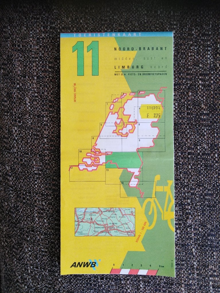 ANWB Toeristenkaart nr. 11 - Noord Brabant, Ophalen, Gebruikt