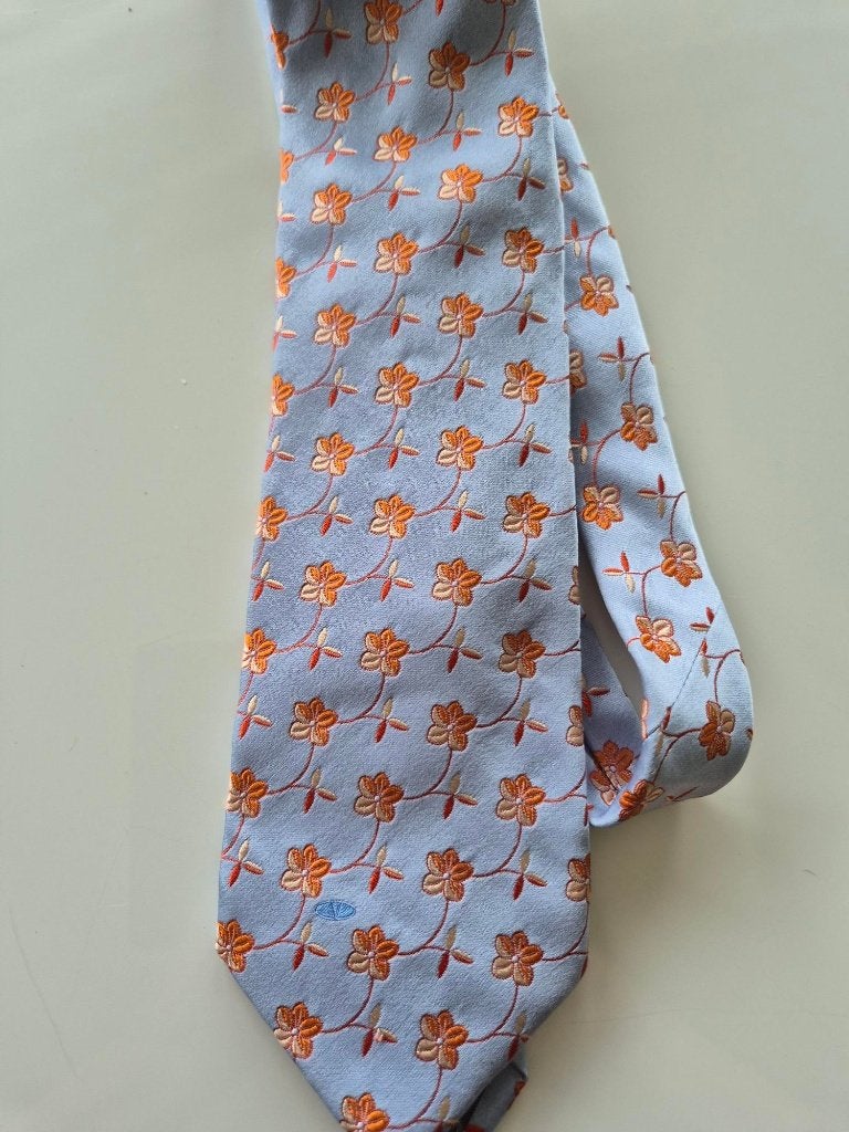 Valentino zijden stropdas met bloemenpatroon, Ophalen, Blauw, Valentino, Zo goed als nieuw
